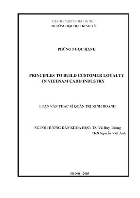 Luận văn thạc sĩ principles to build customer loyalty in vietnam card industry