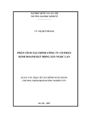 Luận văn thạc sĩ phân tích tài chính công ty cổ phần kinh doanh bất động sản ngọc lan