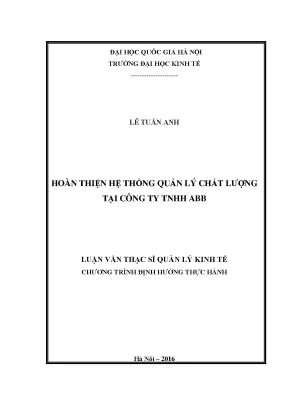 Luận văn thạc sĩ hoàn thiện hệ thống quản lý chất lượng tại công ty tnhh abb