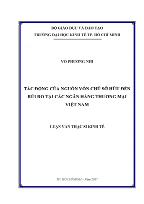 Luận văn thạc sĩ tác động của nguồn vốn chủ sở hữu đến rủi ro của các ngân hàng thương mại việt nam