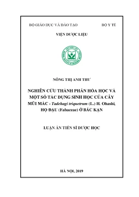 Luận án tiến sĩ nghiên cứu thành phần hóa học và một số tác dụng sinh học của cây mũi mác tadehagi triquetrum l h ohashi họ đậu fabaceae ở bắc kạn