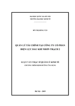 Luận văn thạc sĩ quản lý tài chính tại công ty cổ phần điện lực dầu khí nhơn trạch 2
