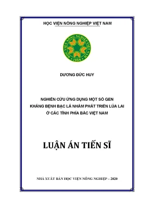 Luận án tiến sĩ nghiên cứu ứng dụng một số gen kháng bệnh bạc lá nhằm phát triển lúa lai ở các tỉnh phía bắc việt nam