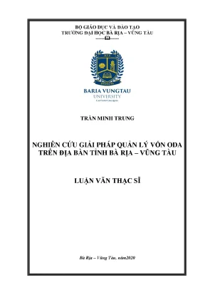 Luận văn thạc sĩ nghiên cứu giải pháp quản lý vốn oda trên địa bàn tỉnh bà rịa vũng tàu