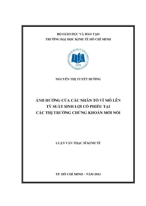 Luận văn thạc sĩ ảnh hưởng của các nhân tố vĩ mô lên tỷ suất sinh lợi cổ phiếu tại các thị trường chứng khoán mới nổi