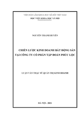 Luận văn thạc sĩ chiến lược kinh doanh bất động sản tại công ty cổ phần tập đoàn phúc lộc
