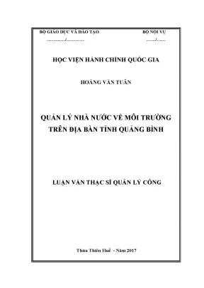 Luận văn thạc sĩ quản lý nhà nước về môi trường trên địa bàn tỉnh quảng bình