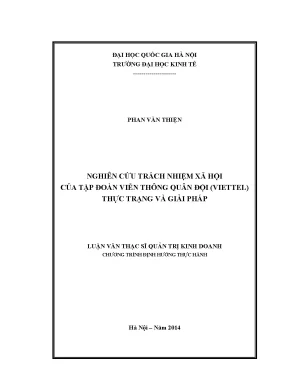 Luận văn thạc sĩ nghiên cứu trách nhiệm xã hội của tập đoàn viễn thông quân đội viettel thực trạng và giải pháp