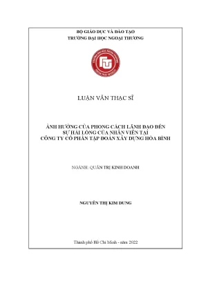 Luận văn thạc sĩ ảnh hƣởng của phong cách lãnh đạo đến sự hài lõng của nhân viên tại công ty cổ phần tập đoàn xây dựng hõa bình
