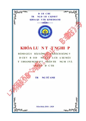 Luận văn tốt nghiệp đánh giá sự hài lòng của khách hàng về dịch vụ bảo dưỡng và sửa chữa xe máy tại dntn thương mại và dịch vụ đức thọ
