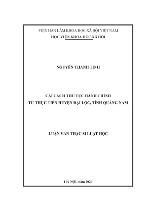 Luận án tiến sĩ cải cách thủ tục hành chính từ thực tiễn huyện đại lộc tỉnh quảng nam