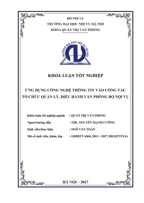 Luận văn tốt nghiệp ứng dụng công nghệ thông tin vào công tác tổ chức quản lý điều hành văn phòng bộ nội vụ