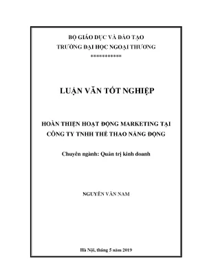 Luận văn thạc sĩ hoàn thiện hoạt động marketing tại công ty tnhh thể thao năng động