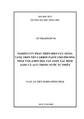 Luận án tiến sĩ nghiên cứu phát triển điện cực màng vàng trên nền carbon paste cho phương pháp von ampe hòa tan anot xác định asiii và asv trong nước tự nhiên