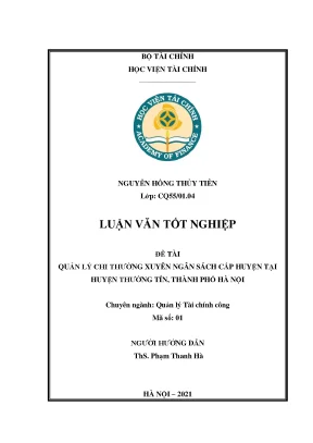 Tiểu luận luận văn tốt nghiệp đề tài quản lý chi thường xuyên ngân sách cấp huyện tại huyện thường tín thành phố hà nội