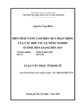 Luận văn thạc sĩ biện pháp nâng cao hiệu quả hoạt động của các hợp tác xã nông nghiệp ở tỉnh tiền giang đến 2015 luận văn thạc sĩ