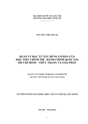 Luận văn thạc sĩ quản lý đầu tư xây dựng cơ bản của học viện chính trị hành chính quốc gia hồ chí minh