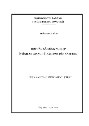 Luận văn thạc sĩ hợp tác xã nông nghiệp ở tỉnh an giang từ năm 1986 đến năm 2016