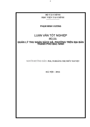 Luận văn tốt nghiệp đánh giá công tác quản lý thu ngân sách xã phường trên địa bàn thành phố bắc ninh