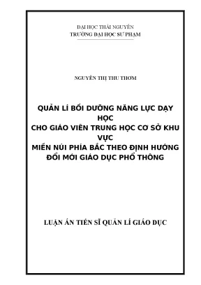 Luận án quản lí bồi dưỡng năng lực dạy học cho giáo viên trung học cơ sở khu vực miền núi phía bắc theo định hướng đổi mới giáo dục phổ thông