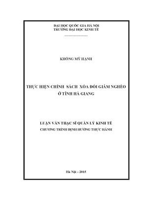 Luận văn thạc sĩ thực hiện chính sách xóa đói giảm nghèo ở tỉnh hà giang