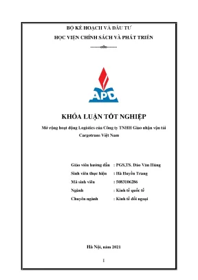 Luận văn tốt nghiệp mở rộng hoạt động logistics của công ty tnhh giao nhận vận tải cargotrans việt nam