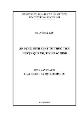 Luận án tiến sĩ áp dụng hình phạt từ thực tiễn huyện quế võ tỉnh bắc ninh