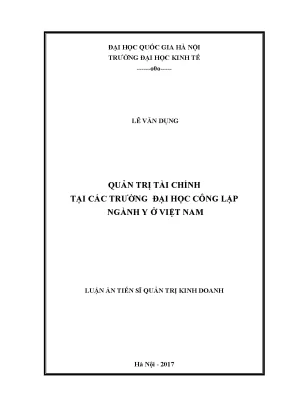 Luận án tiến sĩ quản trị tài chính tại các trường đại học công lập ngành y ở việt nam