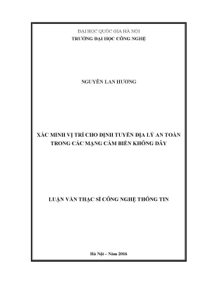 Luận văn thạc sĩ xác minh vị trí cho định tuyến địa lý an toàn trong các mạng cảm biến không dây