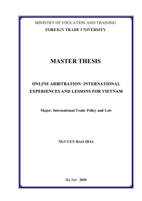 Luận văn thạc sĩ online arbitration international experiences and lessons for vietnam