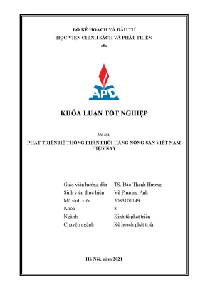 Luận văn tốt nghiệp phát triển hệ thống phân phối hàng nông sản việt nam hiện nay