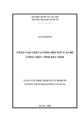 Luận văn thạc sĩ nâng cao chất lượng đội ngũ cán bộ công chức ở tỉnh bắc ninh