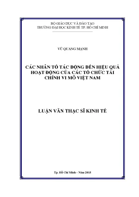Luận văn thạc sĩ các nhân tố tác động đến hiệu quả hoạt động của các tổ chức tài chính vi mô việt nam