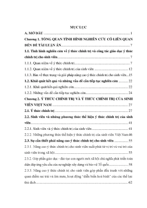 Luận án ý thức chính trị của sinh viên ở nƣớc ta hiện nay