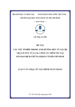 Luận văn thạc sĩ các yếu tố bên trong ảnh hưởng đến tỷ lệ chi trả cổ tức của các công ty niêm yết tại sở giao dịch chứng khoán tp hồ chí minh