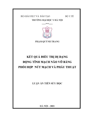 Luận án tiến sĩ kết quả điều trị dị dạng động tĩnh mạch não vỡ bằng phối hợp nút mạch và phẫu thuật