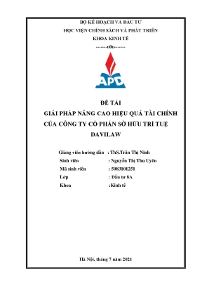 Luận văn tốt nghiệp giải pháp nâng cao hiệu quả tài chính của công ty cổ phần sở hữu trí tuệ davilaw