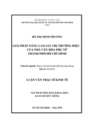 Luận văn thạc sĩ giải pháp nâng cao giá trị thương hiệu của nhà văn hóa phụ nữ thành phố hồ chí minh