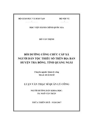 Luận văn thạc sĩ bồi dưỡng công chức cấp xã người dân tộc thiểu số trên địa bàn huyện trà bồng tỉnh quảng ngãi