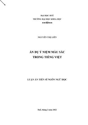 Luận án ẩn dụ ý niệm màu sắc trong tiếng việt