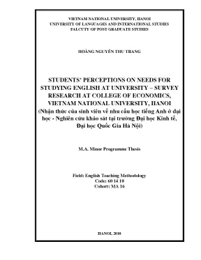 Luận văn thạc sĩ students perceptions on needs for studying english at university survey research at college of economics vietnam national university hanoi