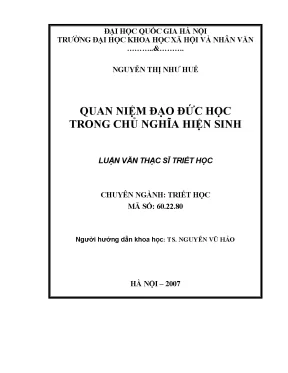 Luận văn thạc sĩ quan niệm đạo đức trong chủ nghĩa hiện sinh