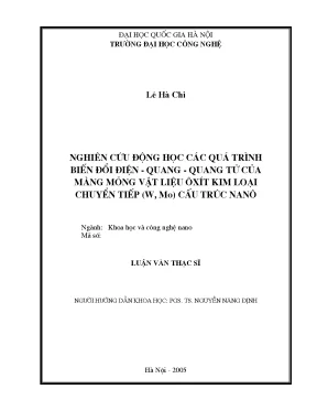 Luận văn thạc sĩ study on kinetics of electro optical and photoluminescent processes in nanostructured transition metal w mo oxide based thin films