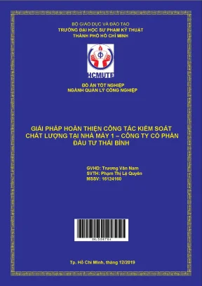 Luận văn thạc sĩ hcmute giải pháp hoàn thiện công tác kiểm soát chất lượng tại nhà máy 1 công ty cổ phần đầu tư thái bình