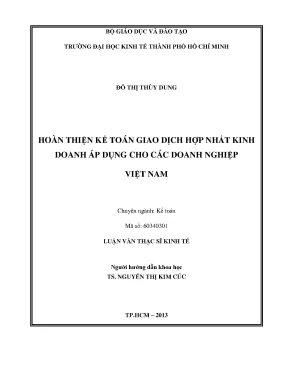 Luận văn thạc sĩ hoàn thiện kế toán giao dịch hợp nhất kinh doanh áp dụng cho các doanh nghiệp việt nam luận văn thạc sĩ