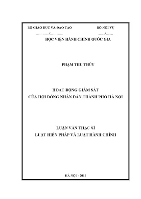 Luận văn thạc sĩ hoạt động giám sát của hội đồng nhân dân thành phố hà nội