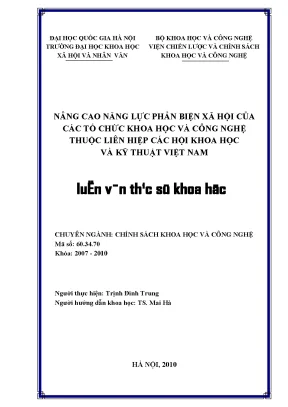 Luận văn thạc sĩ nâng cao năng lực phản biện xã hội của các tổ chức khoa học và công nghệ thuộc liên hiệp các hội khoa học và kỹ thuật việt nam