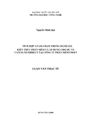 Luận văn thạc sĩ tích hợp atam cbam trong đánh giá kiến trúc phần mềm và áp dụng cho dự án vanco netdirect tại công ty phần mềm fsoft