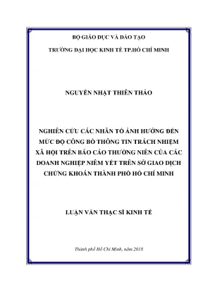 Luận văn thạc sĩ nghiên cứu các nhân tố ảnh hưởng đến mức độ công bố thông tin trách nhiệm xã hội trên báo cáo thường niên của các doanh nghiệp niêm yết trên sở giao dịch chứng khoán thành phố hồ chí minh