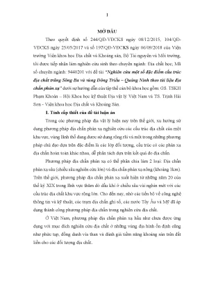 Luận án nghiên cứu một số đặc điểm cấu trúc địa chất trũng sông ba và vùng đông triều quảng ninh theo tài liệu địa chấn phản xạ